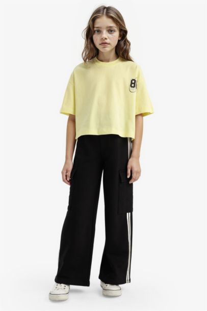 T-shirt oversize à col rond avec imprimé au dos pour fille