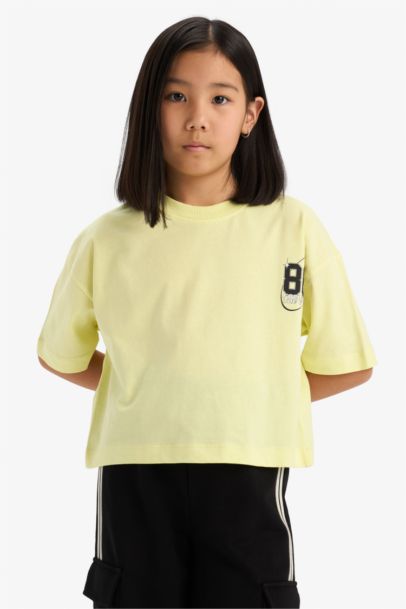 T-shirt oversize à col rond avec imprimé au dos pour fille