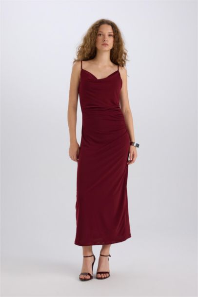 Bodycon Body-hugging Cowl Neck Maxi Dress