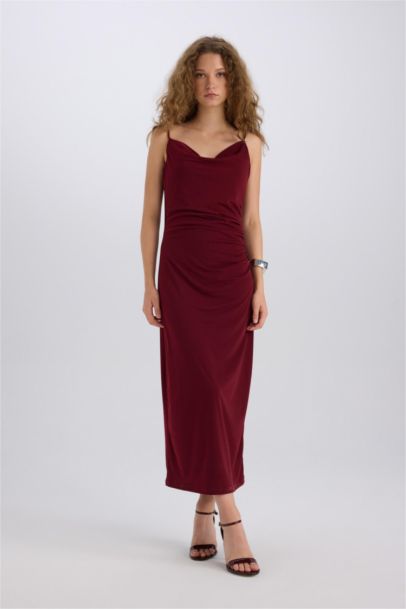 Bodycon Body-hugging Cowl Neck Maxi Dress