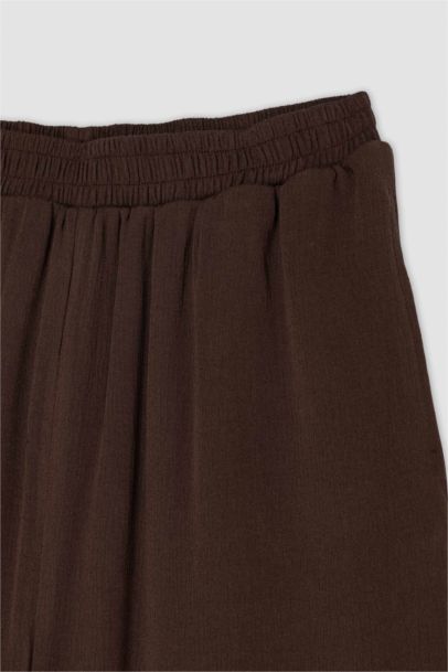 Wide Leg Double Pocket Crinkle Viscose Trousers