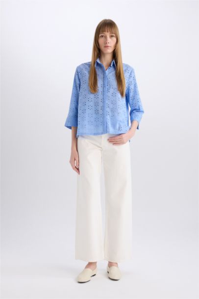 Regular Fit Shirt Collar brode Long Sleeve Shirt