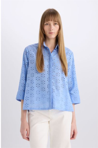 Regular Fit Shirt Collar brode Long Sleeve Shirt