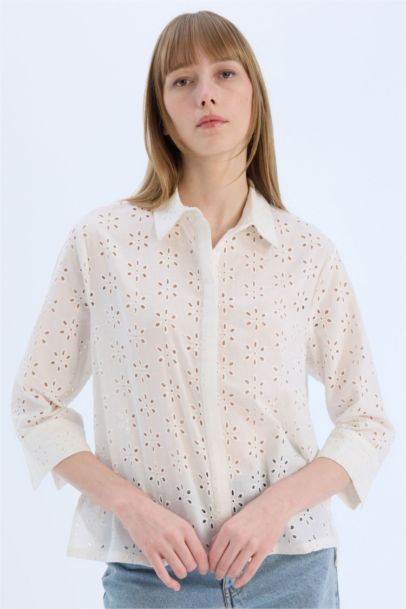 Regular Fit Shirt Collar brode Long Sleeve Shirt