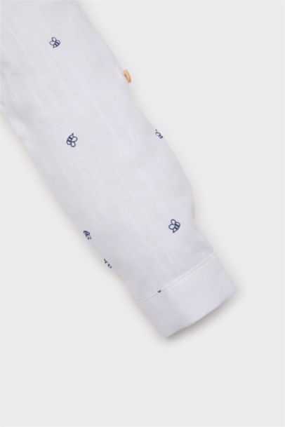 Desenli Flamlı Poplin Uzun Kollu Gömlek Erkek Bebek