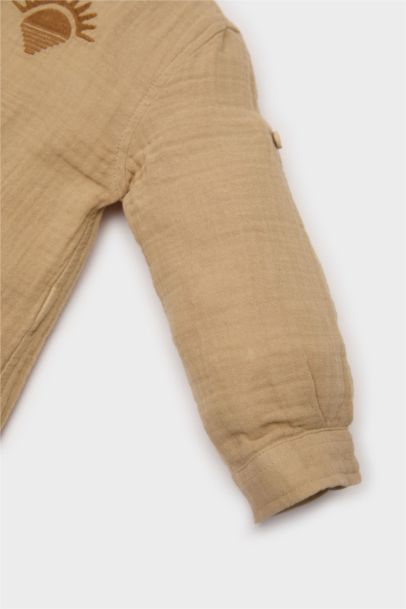 Nakışlı Müslin Uzun Kollu Gömlek Erkek Bebek