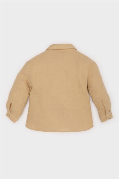 Nakışlı Müslin Uzun Kollu Gömlek Erkek Bebek