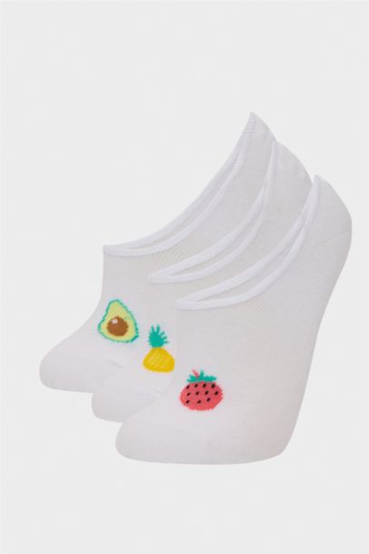 شرابات فلات حريمي قطن فلورال - 3 قطع