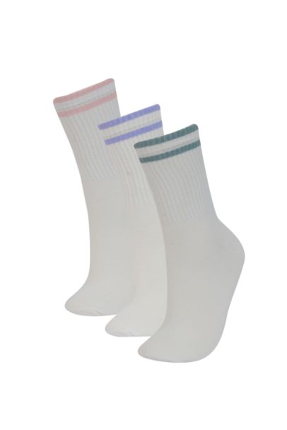 Woman Comfortable Elastic 3 Piece Cotton Long Socks