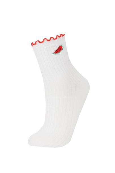 شرابات قصيرة حريمي قطن بطبعة فاكهة - 3 قطع