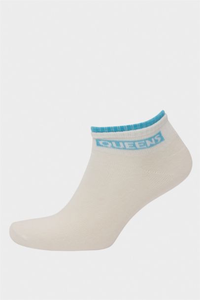 Woman Slogan 5 Piece Short Socks