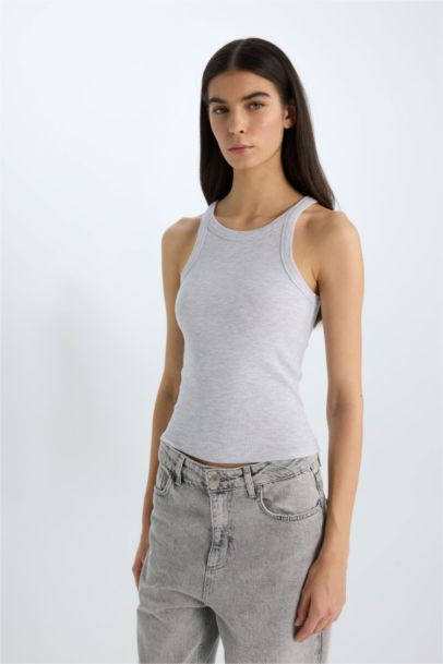 Slim Fit Camisole Halter Collar Tank Top