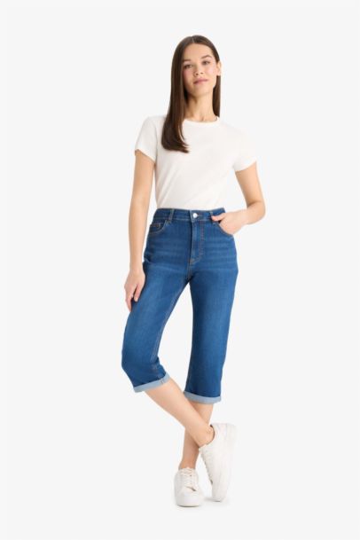 Normal Waist Denim Capri