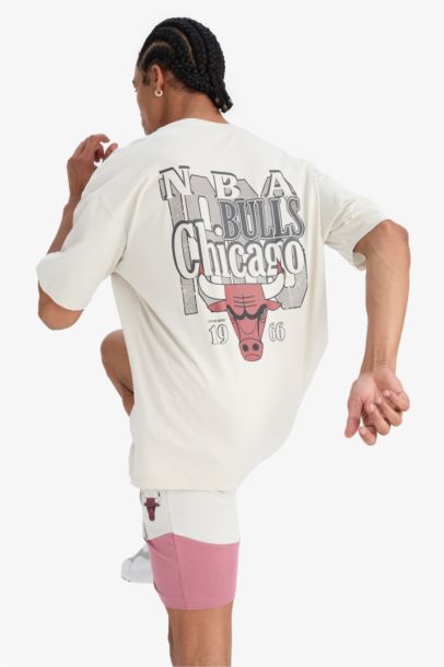 DeFactoFit NBA Chicago Bulls Oversize Fit Back Printed T-Shirt