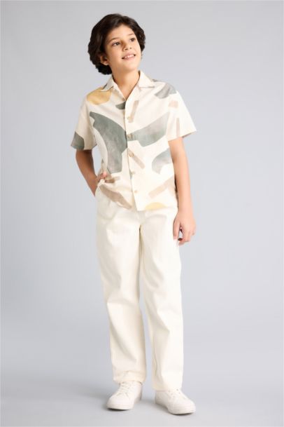 Pantalon en gabardine coupe carotte pour garçon