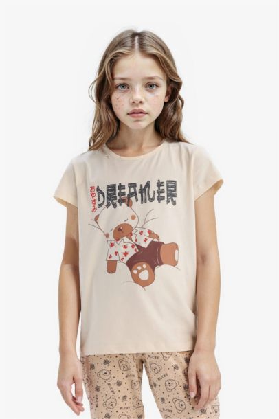 Girl Printed Top Bottom 2 Piece Pajama Set