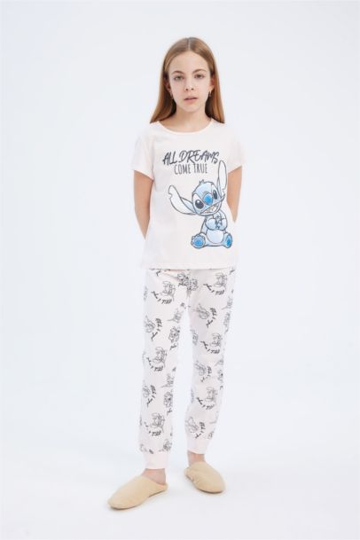 Girl Disney Lilo & Stitch Top Bottom 2 Piece Pajama Set