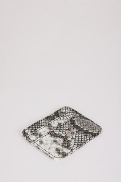 Woman Snakeskin Patterned Faux Leather Card Holder