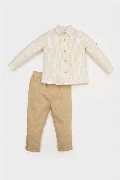 Ensemble de chemise rayée à manches longues et pantalon pour bébé garçon