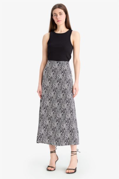 A-Line Animal Print Maxi Skirt