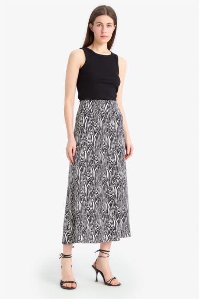 A-Line Animal Print Maxi Skirt
