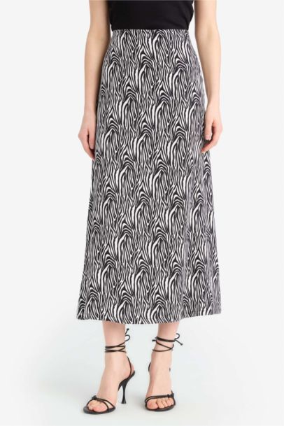 A-Line Animal Print Maxi Skirt