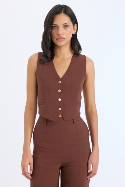 سروال واسع بخصر عالي قصة مستقيمة