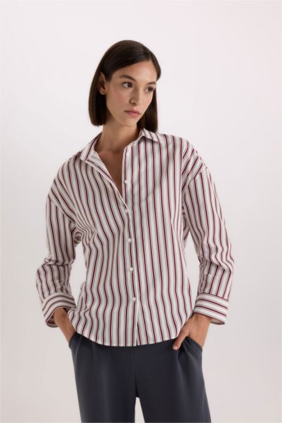 Fall in Love Regular Fit Pajama Collar Poplin Casual Top