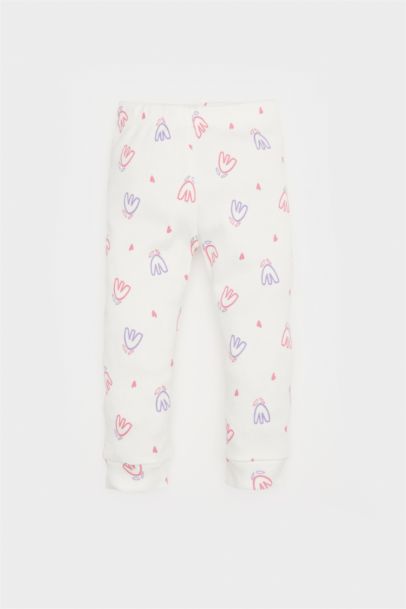 طقم من بودي بنات مضلع بطبعة زهور برقبة مستديرة و سروال