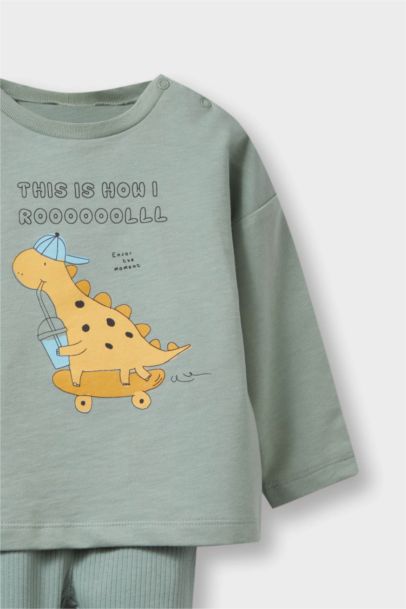 Ensemble de T-shirt imprimé dinosaure à manches longues et pantalon pour bébé garçon
