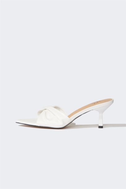 شبشب نسائي جلد صناعي بكعب عالي