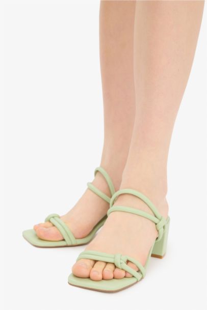 Woman Faux Leather Heeled Sandals