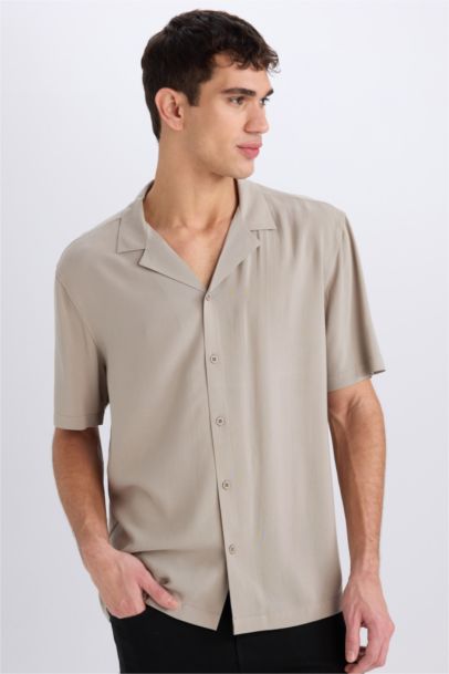 Regular Fit Apache Neck Short Sleeve Shirt