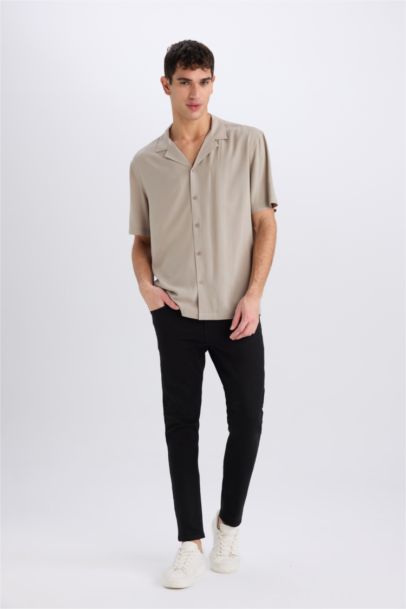 Regular Fit Apache Neck Short Sleeve Shirt