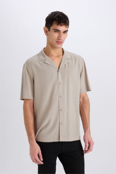 Regular Fit Apache Neck Short Sleeve Shirt