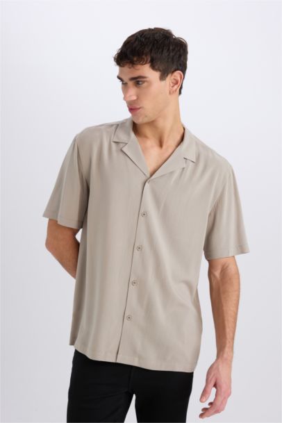 Regular Fit Apache Neck Short Sleeve Shirt