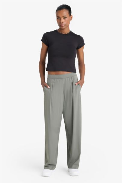 Straight Fit Wide Leg Trousers