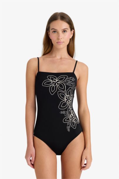 Regular Fit Nakışlı Askılı Mayo