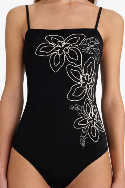 Regular Fit Nakışlı Askılı Mayo