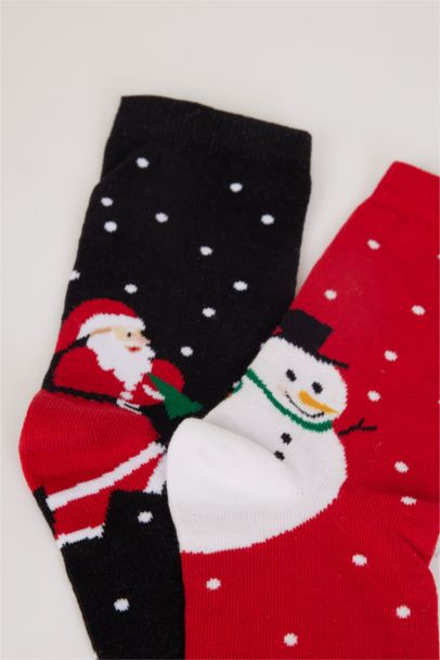 Woman Christmas Themed 2 Piece Cotton Long Socks