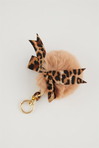 Woman Leopard Detailed Charm Keychain
