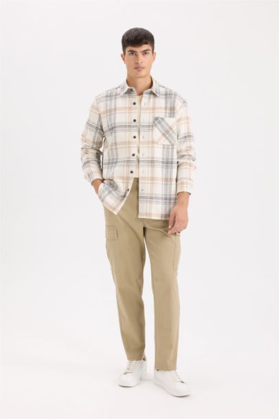 قميص كاروهات ردن طويل قصة عادية برقبة بولو