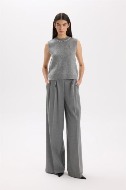 Pocketed High Waist Wide Leg Long Pants
