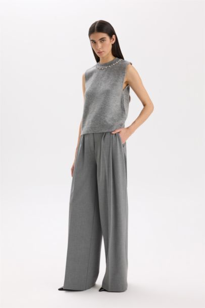 Pocketed High Waist Wide Leg Long Pants