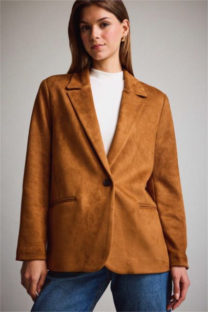 Veste blazer en suédine à col tailleur Coupe oversize