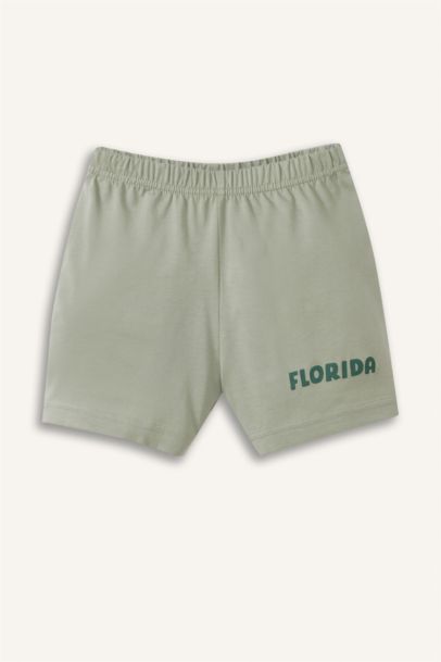 2'li Takım Baskılı Kısa Kollu Tişört Beli Lastikli Şort Erkek Bebek