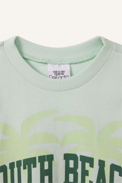 2'li Takım Baskılı Kısa Kollu Tişört Beli Lastikli Şort Erkek Bebek