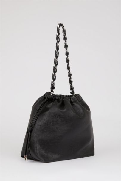 Woman Chain Strap Detailed Faux Leather Shoulder Bag