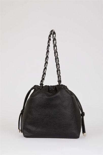 Woman Chain Strap Detailed Faux Leather Shoulder Bag