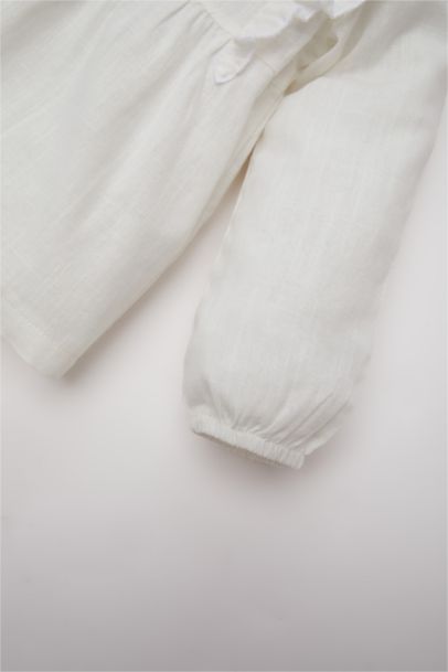 Chemise en popeline à col rond et manches longues pour bébé fille